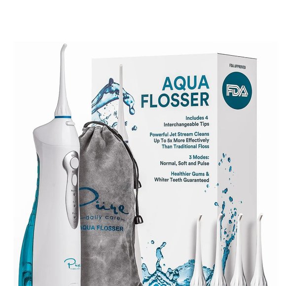 NEW AQUASONIC White Water Flosser with 4 Tips & Travel Pouch - Picture 7 of 11